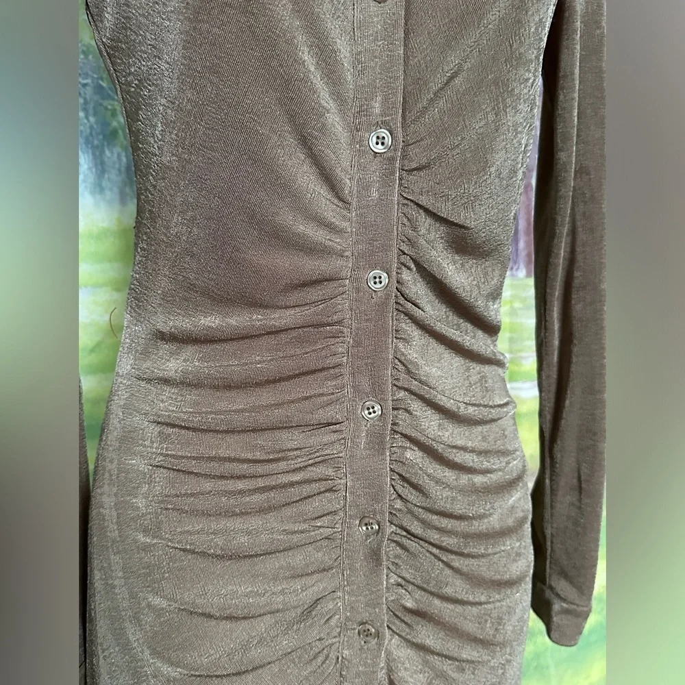 Bardot The Gathered Slinky Dress In Stone Size Small - Picture 5 of 9